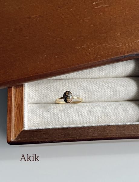 Akik Marisa Series Gold 925 Ayar Gümüş Yüzük